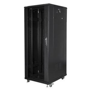Z20313_57656 Floor standing network cabinet, 32U, W600 x D800 for 19" equipment with tempered glass front door, solid metal back door, removable side panels and accessories