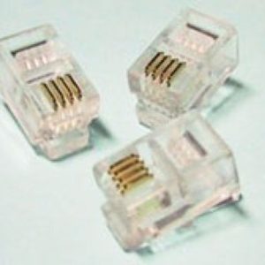 coi344_1__11186 Telephone modular plug, Unshielded 6P4C (RJ11), 50" gold plated contacts