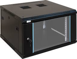 Wall mount cabinet, double section, 6U, W600 x D600 for 19" equipment with accessories