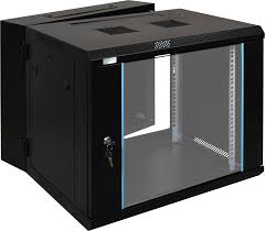 Wall mount cabinet, double section, 9U, W600 x D600 for 19" equipment with accessories