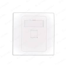 Face plate, UK type with shutter, 86x86mm, 1 port