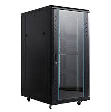 Floor standing network cabinet, 18U, W600 x D800 for 19" equipment with tempered glass front door, vented split back door, removable side panels and accessories
