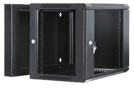 Wall mount cabinet, double section, 18U, W600 x D600 for 19" equipment with accessories